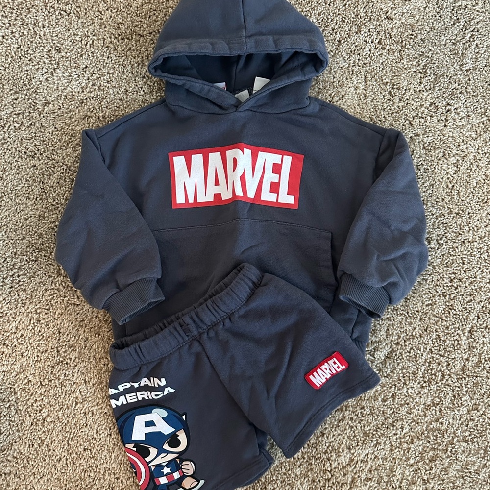 Marvel Kids Hoodie and Shorts Set - Navy